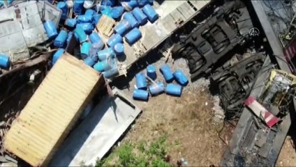 İki yük treni çarpışması - Enkazın havadan görüntüsü - MALATYA