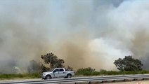 Brush fire quickly spreads in California