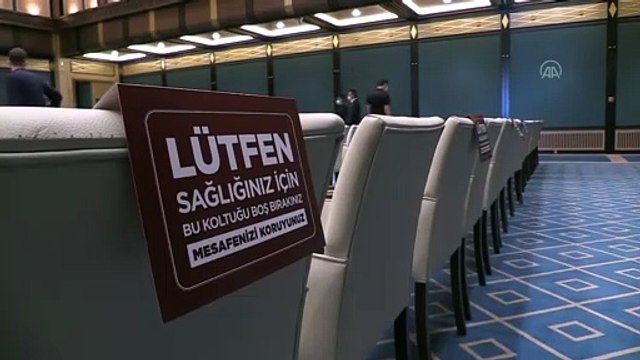 Cumhurbaşkanı Erdoğan-Serrac ortak basın toplantısı öncesi koronavirüs tedbirleri - ANKARA