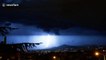Thunderstorm lashes city in Greece with continuous lightning strikes
