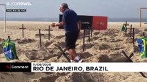 تنش در ساحل ریودوژانیرو بر سر حفر قبر نمادین برای قربانیان کرونا
