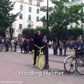 Four helmets for cyclists