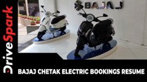 Bajaj Chetak Electric Bookings Resume | Here Are The Details