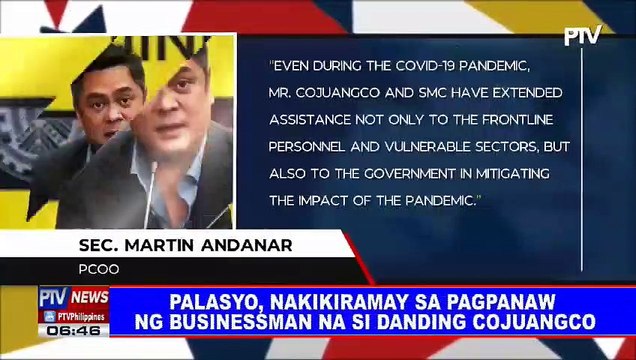 Palasyo, nakikiramay sa pagpanaw ng businessman na si Danding Cojuangco