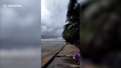 Waterspout tornado forms during storms off coast of Thailand