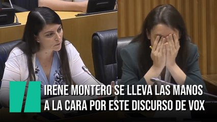 Irene Montero se lleva las manos a la cara por este discurso de Olona (Vox)