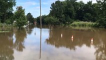 Road turns into a lake after heavy rainfall
