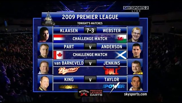 2009 Premier League of Darts Week 14 Challenge Part vs Anderson