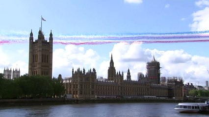 PM and Macron watch UK and French flypast