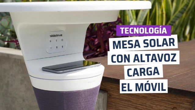 [CH] Mesa con carga inalámbrica solar y altavoz