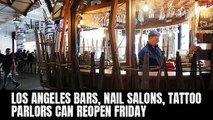 Los Angeles Bars, Nail Salons, Tattoo Parlors Can Reopen Friday
