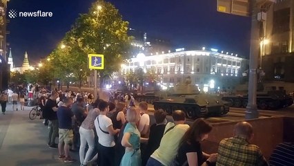 Military tanks take part in rehearsal for 2020 Moscow Victory Day parade