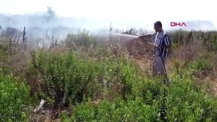 Antalya'da otluk ve çalılık alanda yangın