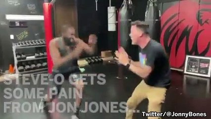 Steve-O Gets Butt Kicked By Jon Jones, Holly Holm