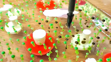 Inject food coloring into gelatin to create forest scenes