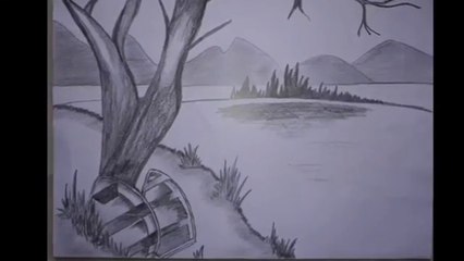 Beautiful landscape tutorial_pencil drawing scenery