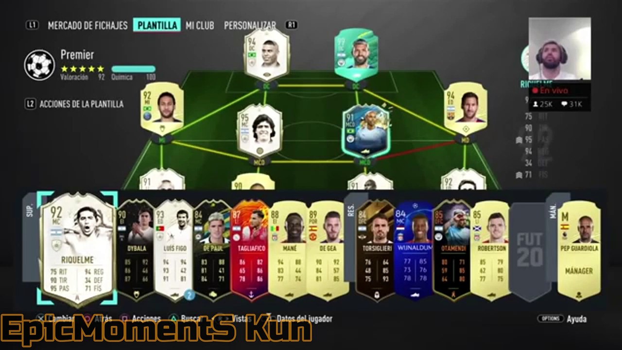 El Kun Aguero Reaccionando a su carta 99 en el fifa 20