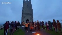 Glastonbury Tor Summer Solstice Celebrations. One worshiper declares 