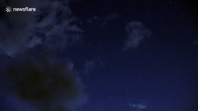 Cool clip shows Space-X satellites moving across sky in satellite train