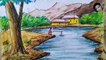 Oil pastel painting scenery | How to draw a Scenery | step by step painting for beginners