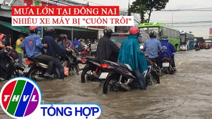 Mưa lớn, đường ngập nước, nhiều phương tiện bị cuốn trôi tại Đồng Nai