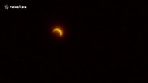 Rare solar eclipse filmed in skies above Okinawa in Japan