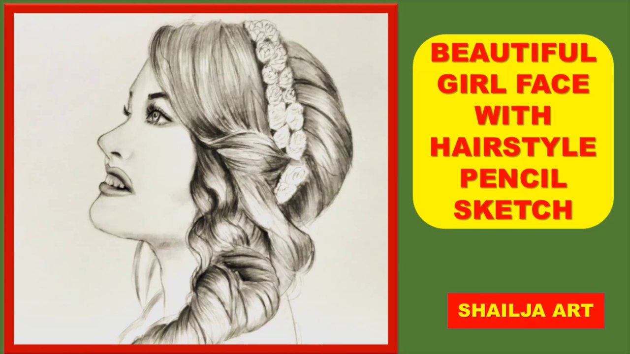 how to draw side face girl with hairstyle pencil sketch || how to draw a face for beginner