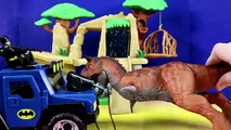 Batman & Owen Get Rescued By Dino Rivals Jurassic World Dinosaur Velociraptor Blue Toy
