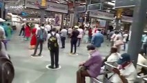 Markings maintain social distancing at railway platforms in Mumbai, India