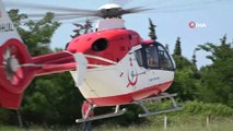 Felç geçiren garsonun yardımına ambulans helikopter yetişti