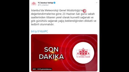 İstanbul Valiliğinden sağanak uyarısı