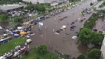 Torrential downpours cause flooding and traffic chaos in Moscow