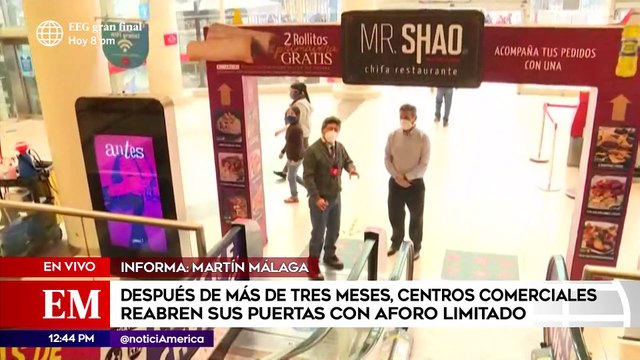 Edición Mediodía: Centro comercial de Santa Anita reabre sus puertas con aforo limitado