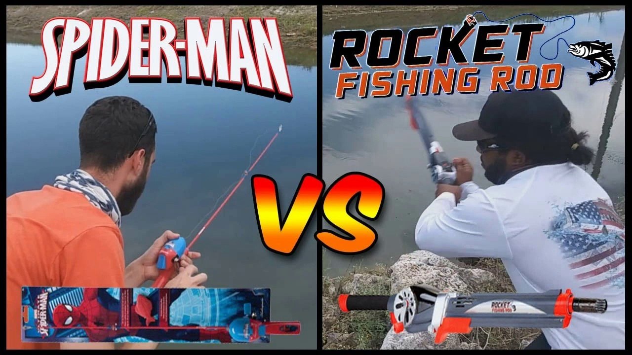 Rocket Fishing Rod VS Spiderman Rod CHALLENGE!!! - video Dailymotion