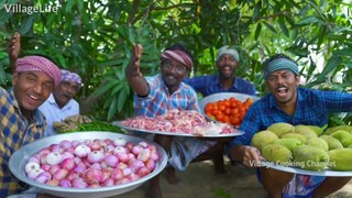 JACK FRUIT MUTTON | Raw Jackfruit Mutton Gravy Cooking in Village | Spicy Mutton Recipe | Mutton Curry || VillageLife ||