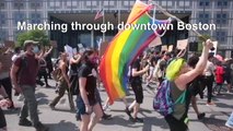 Black Lives Matter protesters march through downtown Boston