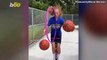 Watch This Girl Perform Crazy Basketball Tricks Using a Pogo Stick & a Hula Hoop!