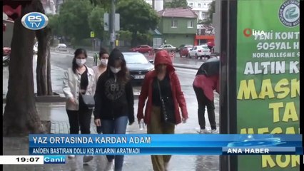 Eskişehir'de aniden bastıran dolu kış aylarını aratmadı
