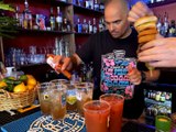 Creating and building Ultimate Bloody Mary on Food Tour Galveston Texas