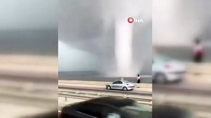 Hortumu gördüler, aracı durdurup selfie çektiler!