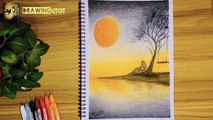 Lonely girl drawing | how to draw lonely girl with oil pastel colour | alone girl drawing for beginners