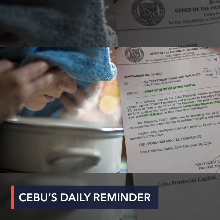 Cebu province memo encourages employees to practice steam inhalation vs COVID-19
