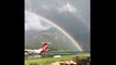 Un arc-en-ciel surplombe la piste d'atterrissage de Lord Howe Island