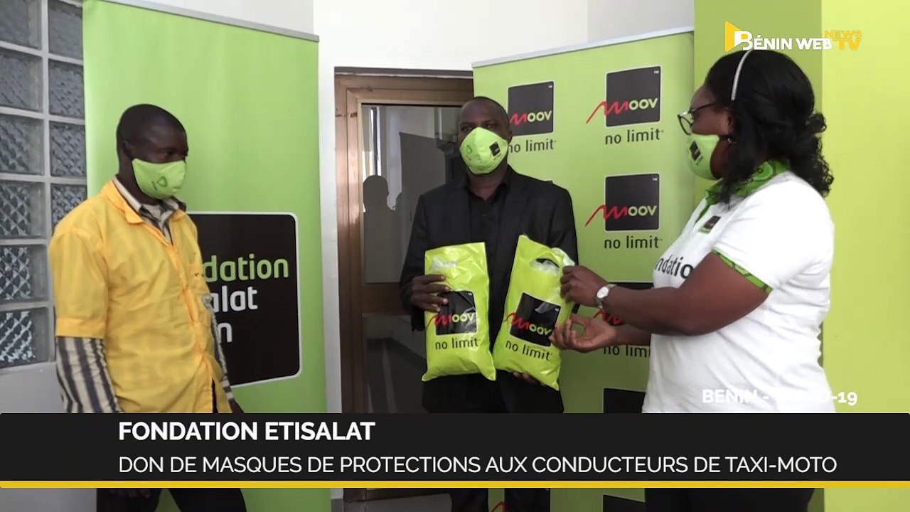 Bénin-Covid-19: don de masques de protections de la Fondation Etisalat aux conducteurs de taxi-moto