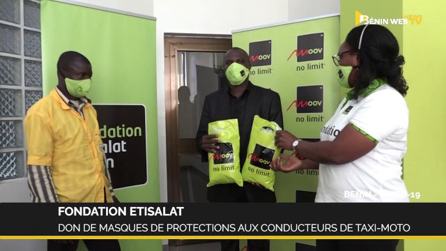 Bénin-Covid-19: don de masques de protections de la Fondation Etisalat aux conducteurs de taxi-moto