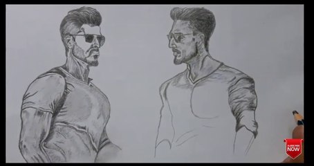 Sketch of Hrithik Roshan and Tiger Shroff _War drawing