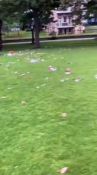 Rubbish in The Meadows, Edinburgh. July 6, 2020.