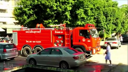 Shocking moment ambulance oxygen tank explodes while patient is loaded into the back