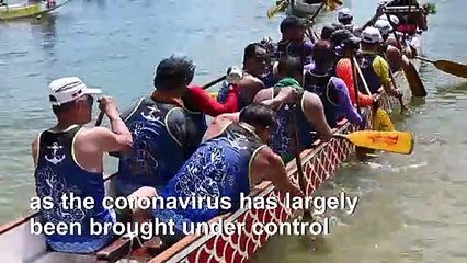 Small dragon boat festival kicks off in Hong Kong as virus fears fade