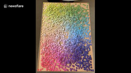 UK student completes 2,000 piece rainbow gradient jigsaw in satisfying timelapse